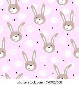 Seamless pattern with cute little bunny. vector illustration.