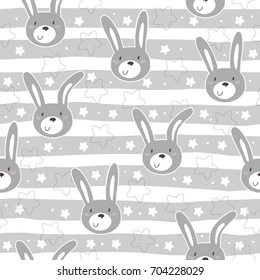 Seamless pattern with cute little bunny. vector illustration.