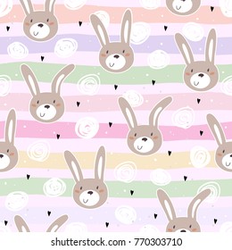 Seamless pattern with cute little bunny. vector illustration.
