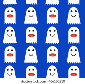 Seamless pattern of cute little cartoon ghosts. Pattern for paper, textile, game, web design.