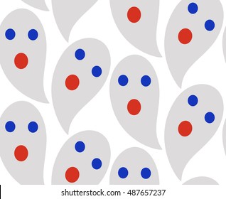 Seamless pattern of cute little cartoon ghosts. Pattern for paper, textile, game, web design.