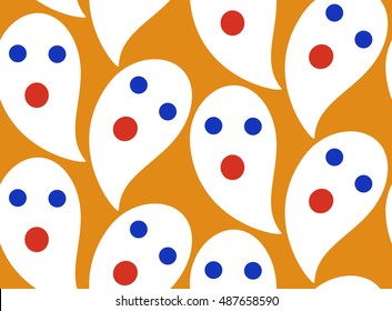 Seamless pattern of cute little cartoon ghosts. Pattern for paper, textile, game, web design.
