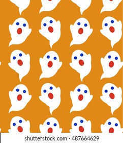 Seamless pattern of cute little cartoon ghosts. Pattern for paper, textile, game, web design.