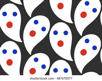 Seamless pattern of cute little cartoon ghosts. Pattern for paper, textile, game, web design.