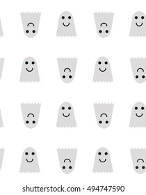 Seamless pattern of cute little cartoon ghosts. Pattern for paper, textile, game, web design. Halloween element.