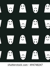 Seamless pattern of cute little cartoon ghosts. Pattern for paper, textile, game, web design. Halloween element.