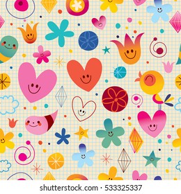 seamless pattern with cute little characters