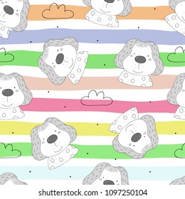 Seamless pattern with cute little dog. vector illustration