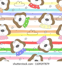 Seamless pattern with cute little dog. vector illustration