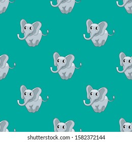 Seamless pattern of cute little elephant isolated. Vector stock illustration for print or web design