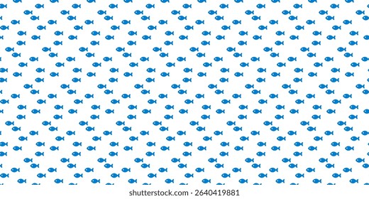 Seamless pattern with cute little fish. The color of the fish is blue.