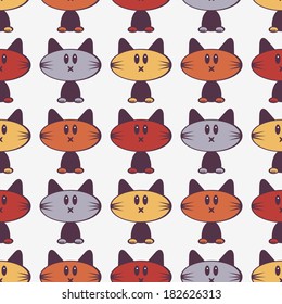 Seamless pattern with cute little kittens of different colors