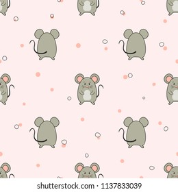 Seamless Pattern Cute Little Mice Vector Stock Vector (Royalty Free ...