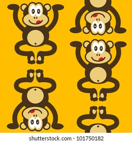 seamless pattern of a cute little monkey smiling