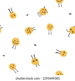 Seamless pattern with cute little monsters