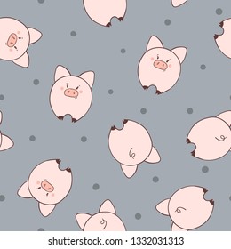 Seamless pattern with cute little pigs. Baby print