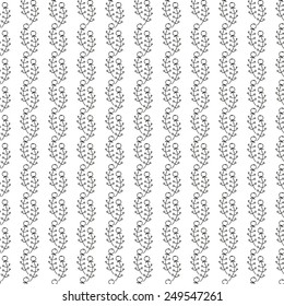 Seamless pattern with cute little plants with berries. Vector illustration.