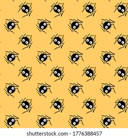 Patrón sin foco de arañas lindas con ojos. Fondos vectoriales y texturas de Halloween. Ilustración aislada, dibujada a mano