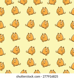 Seamless pattern with cute little Spitz.