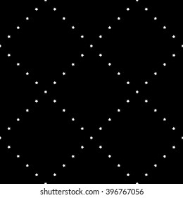 Seamless pattern with cute little white stars on a black background.