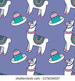 seamless pattern of Cute Llama