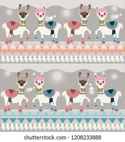 seamless pattern with cute llama