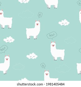 Seamless pattern with cute Llama