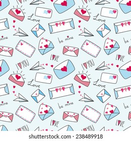 Seamless pattern with cute love mail 4