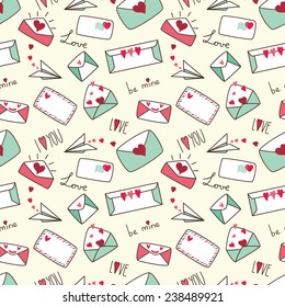 Seamless pattern with cute love mail 1