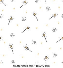 motif harmonieux de jolies baguettes magiques, magie, miracles, illustration pour enfants, création, impression