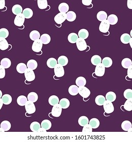 Seamless pattern with cute mice