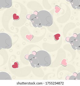 Seamless pattern with cute mice