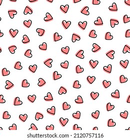 Seamless pattern with cute mini hearts