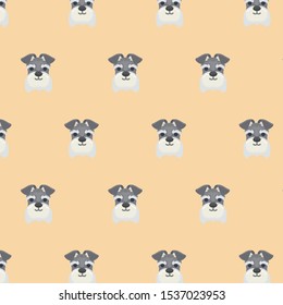 Seamless pattern with cute Miniature Schnauzer dog.

