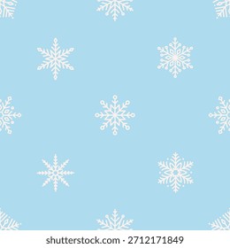 Patrón sin fisuras con copos de nieve minimalistas lindos. Diseño de vacaciones de invierno suave para Navidades, año Nuevo. Perfecto para el Anuncio, Fondo de pantalla, papel de embalaje, fondo, tarjeta, cartel. Ilustración vectorial