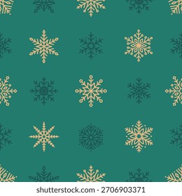 Patrón sin fisuras con copos de nieve minimalistas lindos. Diseño festivo de vacaciones de invierno para Navidades, año Nuevo. Perfecto para el Anuncio, Fondo de pantalla, papel de embalaje, fondo, tarjeta, cartel. Ilustración vectorial