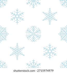 Patrón sin fisuras con copos de nieve minimalistas lindos. Diseño festivo de vacaciones de invierno para Navidades, año Nuevo. Perfecto para el Anuncio, Fondo de pantalla, papel de embalaje, fondo, tarjeta, cartel. Ilustración vectorial