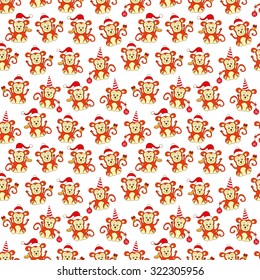 Seamless pattern of cute monkey for new year