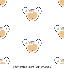 Seamless pattern with cute monkeys.  Hand drawn vector illustration.