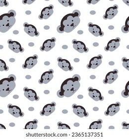 Seamless pattern with cute monkeys on a white background. Vector illustration. Design for textiles, bed linen, packaging, children s clothing.