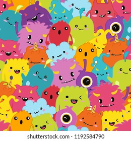 seamless pattern cute monster cartoon