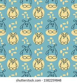 Seamless pattern. Cute Monsters on a light blue background. Vector line drawing. Doodle for baby cloth, wrapping paper, notebook covers, diary, phone .