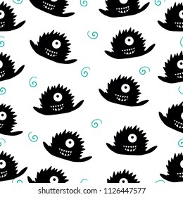 Seamless pattern. Cute monsters. Scandinavian style. Prints for clothes and postcards, for children. 