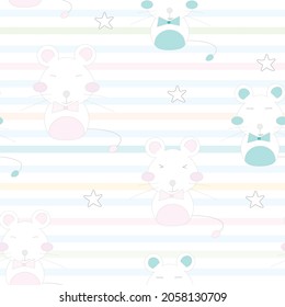 Seamless pattern with  cute Mouse.Vector illustration.