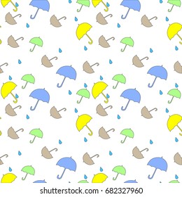 Seamless pattern with cute multicolor flat umbrellas.