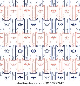 Patrón sin foco con gatos lindos multicolores. Ilustración vectorial. Diseño para tela de ropa y otros artículos. Arte de doodle. 