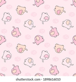 Seamless pattern with cute multicolored elephants on a pink background. Vector baby background great for fabric and textile, baby clothes and bedding, packaging designs, cards and banners.