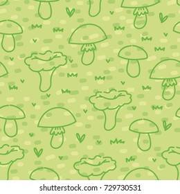 Seamless pattern with cute mushrooms. Background design, print and textile