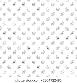 Seamless pattern with cute muzzle of magical cat2. Doodle vector illustration.