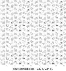 Seamless pattern with cute muzzles of magical cats. Doodle vector illustration.